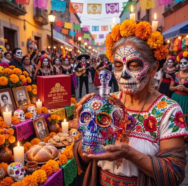 Day of the Dead Whiskey Bottle