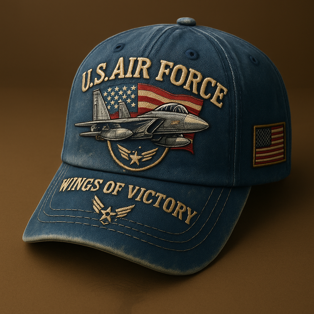 Wings of Victory – U.S. Air Force Heritage Cap | Vintage Jet & Flag Embroidered Hat