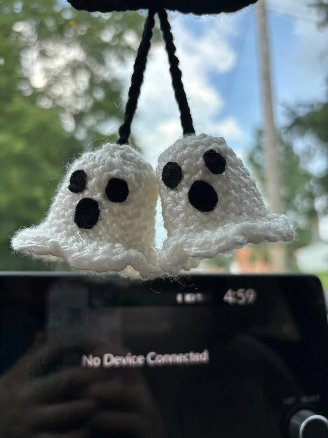 👻Handmade Crochet Ghost Car charm
