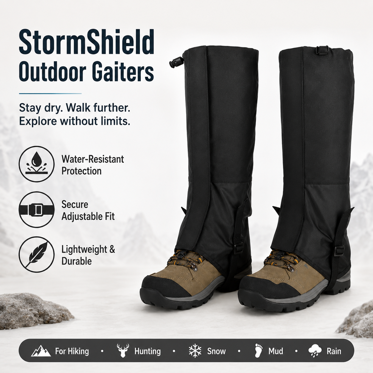 Snake-Resistant Outdoor Gaiters Don’t Let Mud, Rain, Snow, Or Trail Debris Slow You Down-FD6U