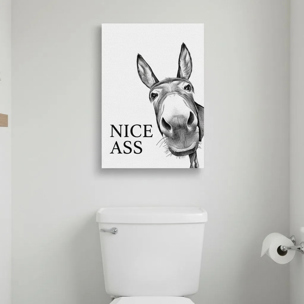 š„š„New Year 49% Off--Funny Bathroom Wall Art - "Nice Ass" Donkey Print(No Frame)