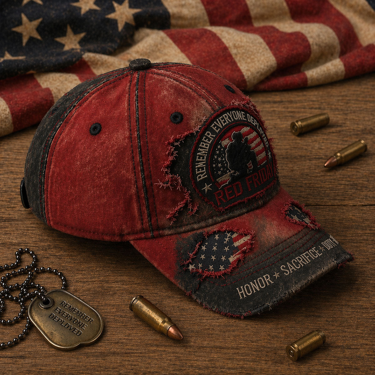 RED FRIDAY “Remember Everyone Deployed” Distressed Patriot Cap