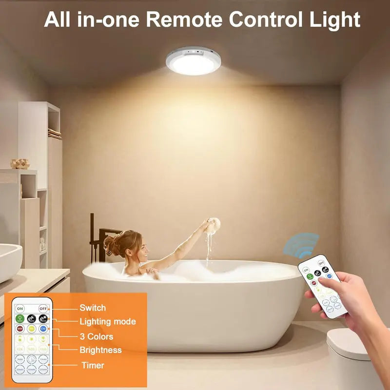Luz de techo recargable con Sensor de movimiento de luz de techo recargable con mando a distancia - luz de techo inalámbrica magnética alimentada por batería para las escaleras de ducha del armario arrojar Patio del vestíbulo del porche ect