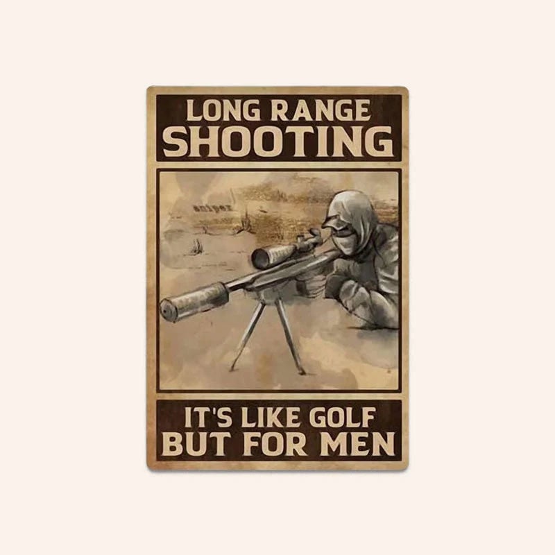 🎯Long-Range Shooting Wall Sign: Perfect Man Cave Decor & Gift for Hunters