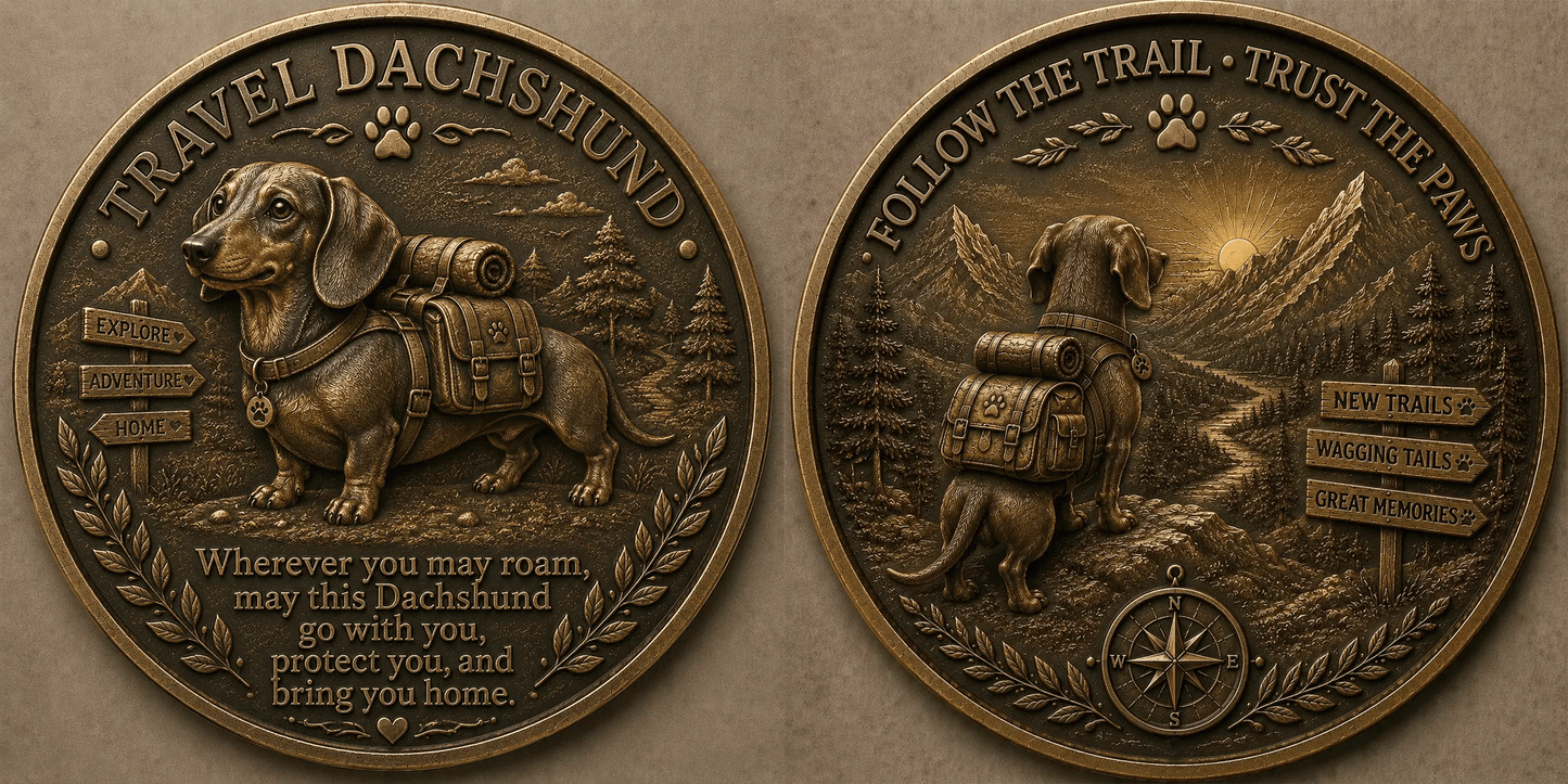 🐾 Travel Dachshund Lucky Coin