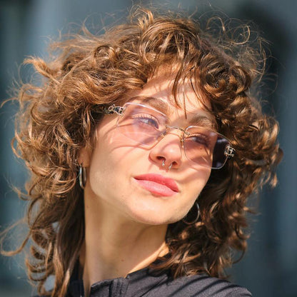 Rimless Sunglasses with Prismatic Color-changing Lenses for Stylish Eye Protection