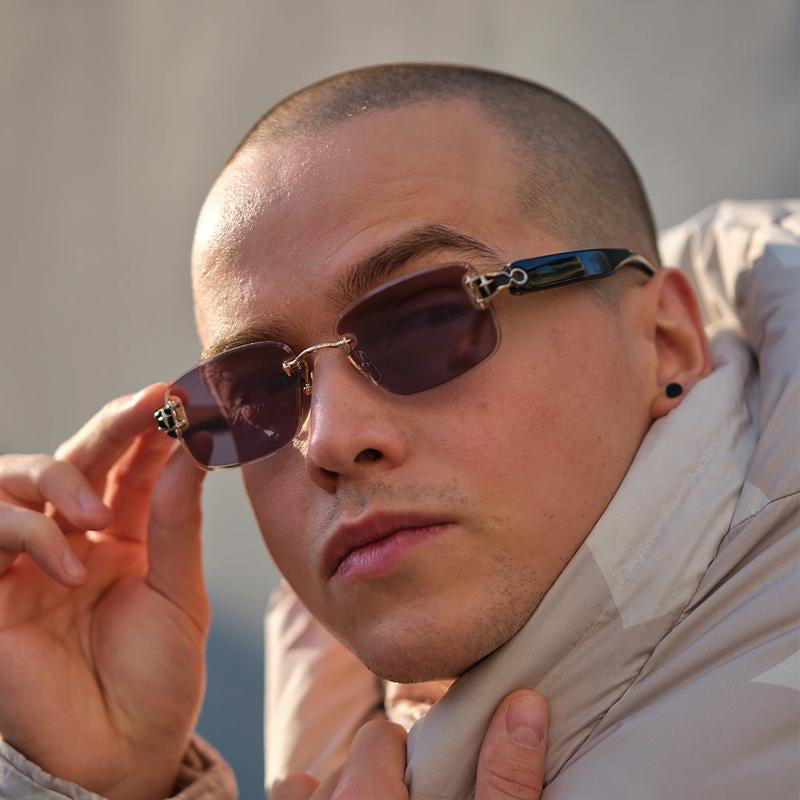 Rimless Sunglasses with Prismatic Color-changing Lenses for Stylish Eye Protection