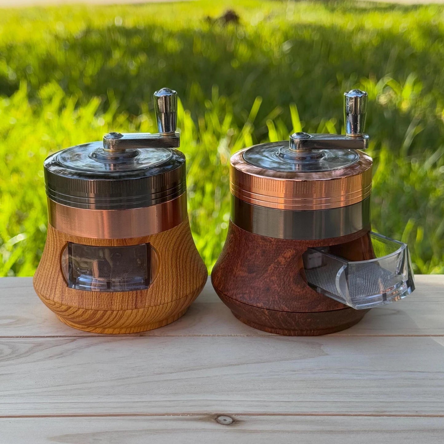 2.5" Hand Cranked Herb Grinder with Drawer Spice Crusher Tobacco Smoke Grinder Unique Gift for Smoker