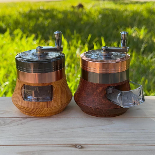 2.5" Hand Cranked Herb Grinder with Drawer Spice Crusher Tobacco Smoke Grinder Unique Gift for Smoker