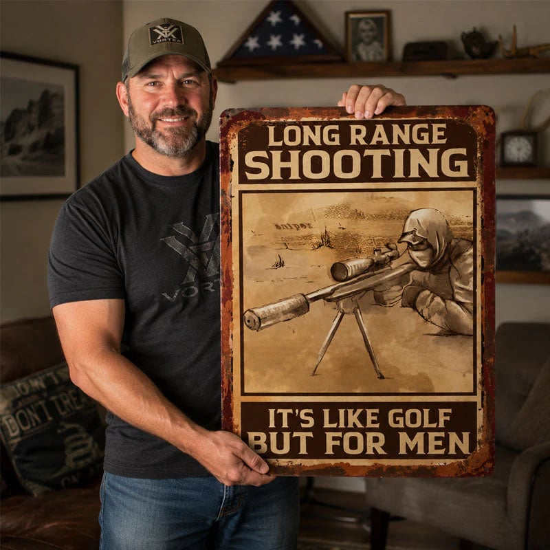 🎯Long-Range Shooting Wall Sign: Perfect Man Cave Decor & Gift for Hunters