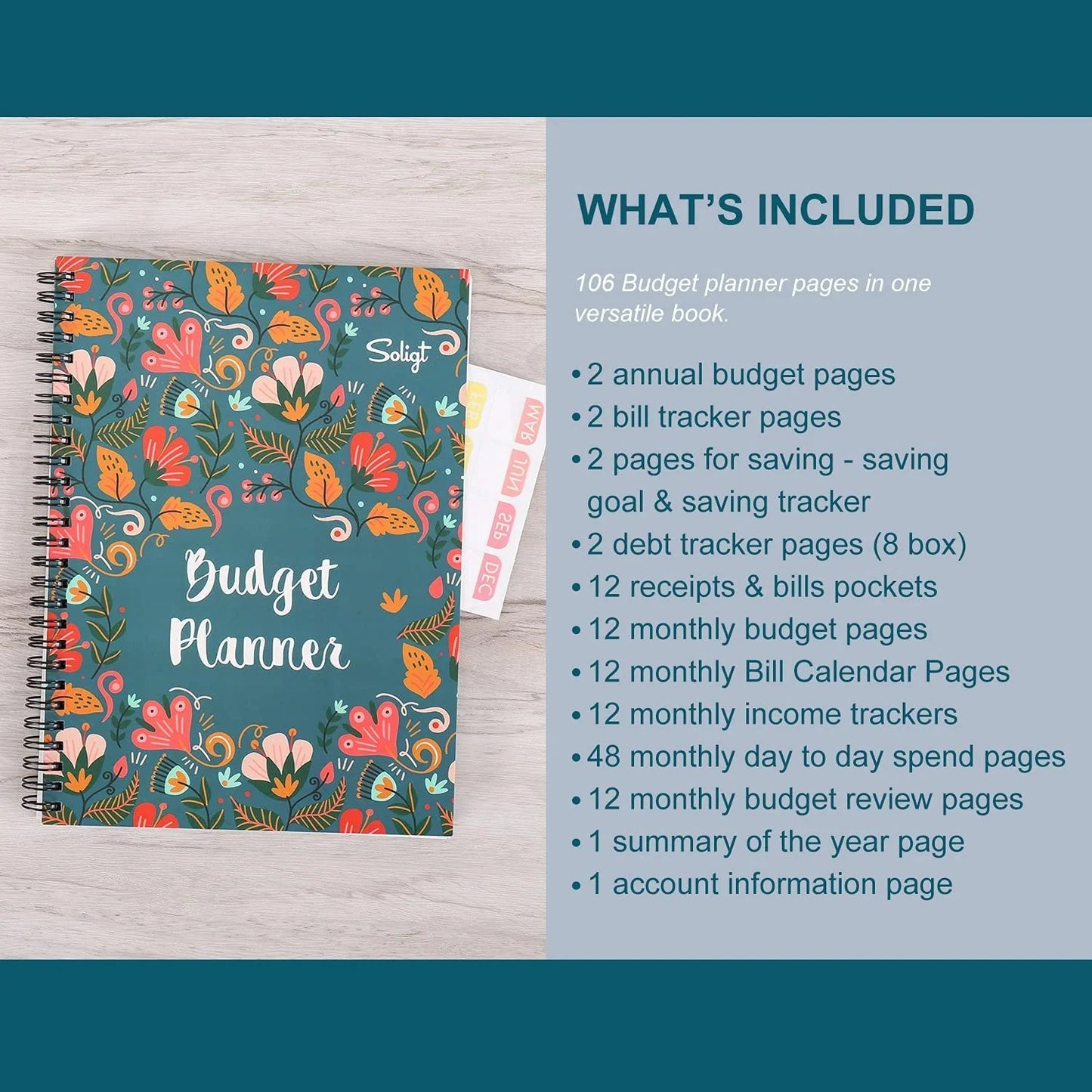 📒Soligt Monthly Budget Planner Book (Undated)