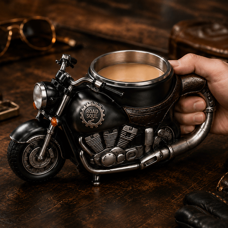 🏍️ Vintage Motorcycle-Style Mug