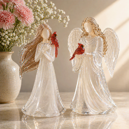 Crystal Cardinal Angel Ornament
