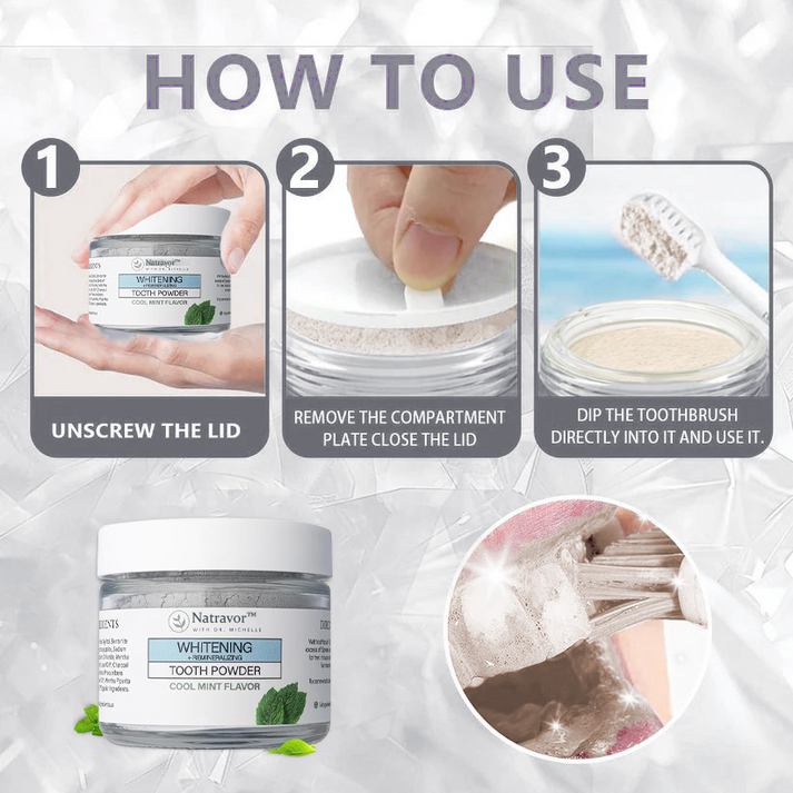 Natravor™Remineralizing & Whitening Tooth Powder Cool Mint | Fluoride-Free Hydroxyapatite Formula | Supports Enamel Strength and Natural Whitening