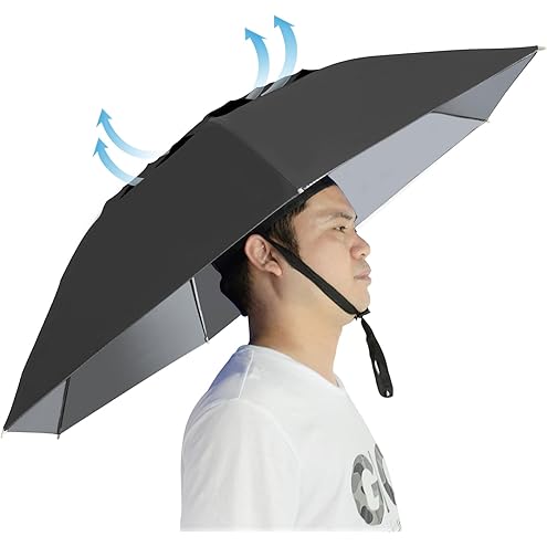 ☂️❤️Hands-Free Umbrella Hat for Adult, ☀️✨Waterproof Sun Rain UV Shield Protection Outdoor Umbrella Cap