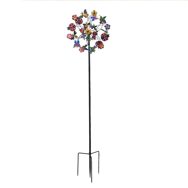 ☀️🌀Temp-tations Outdoors Solar Wind Spinners with Decorative Flowers🌸(Includes bracket)