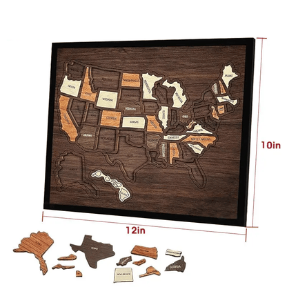 🔥Last Day 49% OFF - 🇺🇸 Wooden USA Travel Map Puzzle🧩A Stylish Way to Track Your Journey & Memories