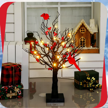 🎄Christmas Lighted Mini LED Tree With Red Berries