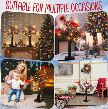 🎄Christmas Lighted Mini LED Tree With Red Berries