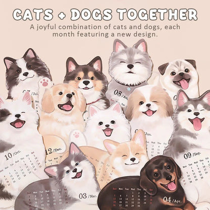Mini Desk Calendar 2026 Cute Dog & Cat Monthly Planner