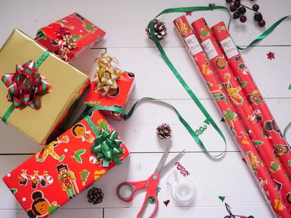 🔥LAST DAY 50% OFF - 🎅🏾Black Santa Christmas Gift Wrap Multipack - Set of 3 Rolls
