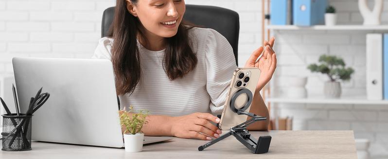MagSafe-Compatible 4-in-1 Travel Tripod & Clamp Mount