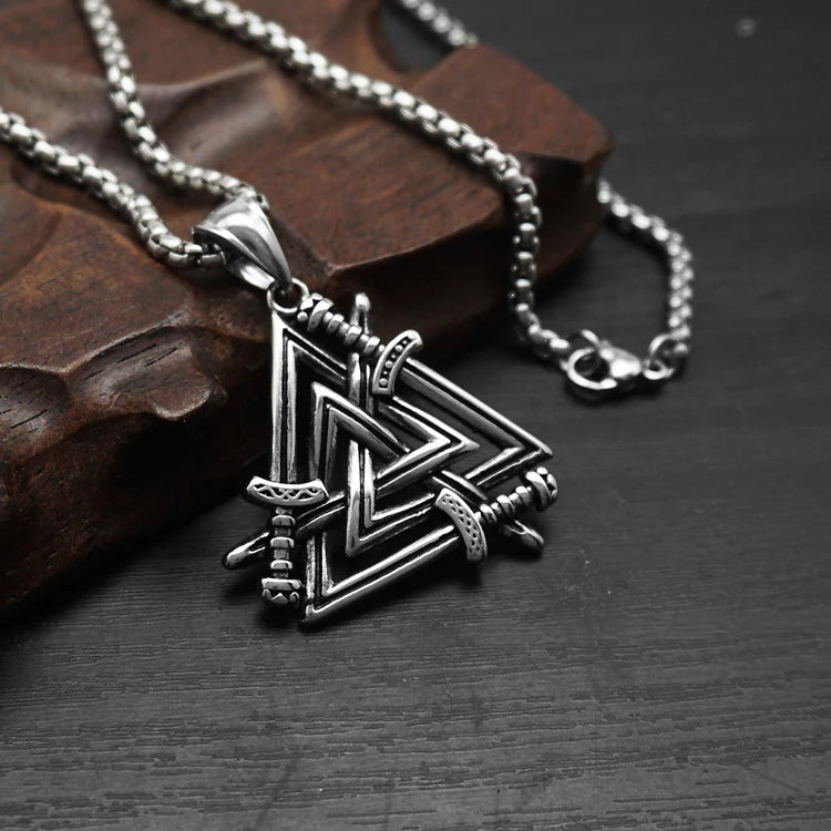 Valknut Rune Axe Necklace
