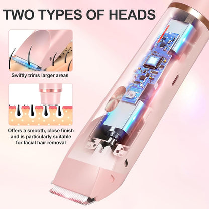 🔥Limited Time 49% Off🔥Bikini Trimmer for Women, Electric Shaver and Razor Rechargeable 2-in-1 Body and Facial Epilator
