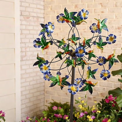 ☀️🌀Temp-tations Outdoors Solar Wind Spinners with Decorative Flowers🌸(Includes bracket)