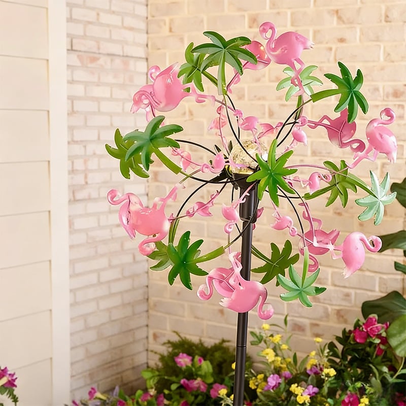 ☀️🌀Temp-tations Outdoors Solar Wind Spinners with Decorative Flowers🌸(Includes bracket)