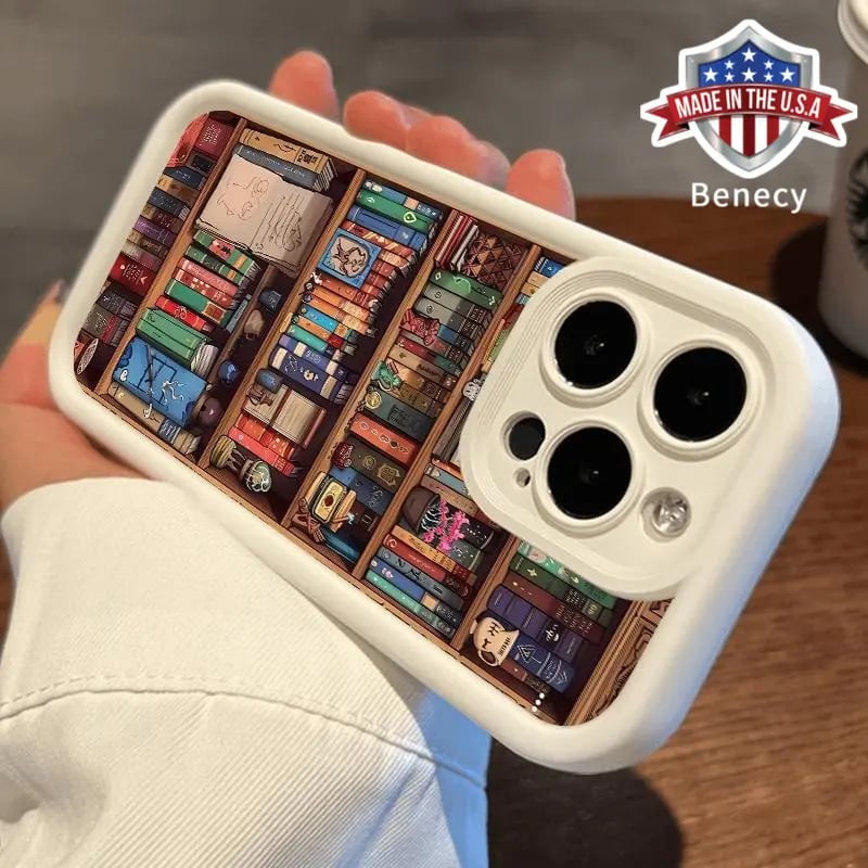 🔥LAST DAY 49% OFF📚Cartoon Bookshelf Pattern TPU Phone Case for iPhone