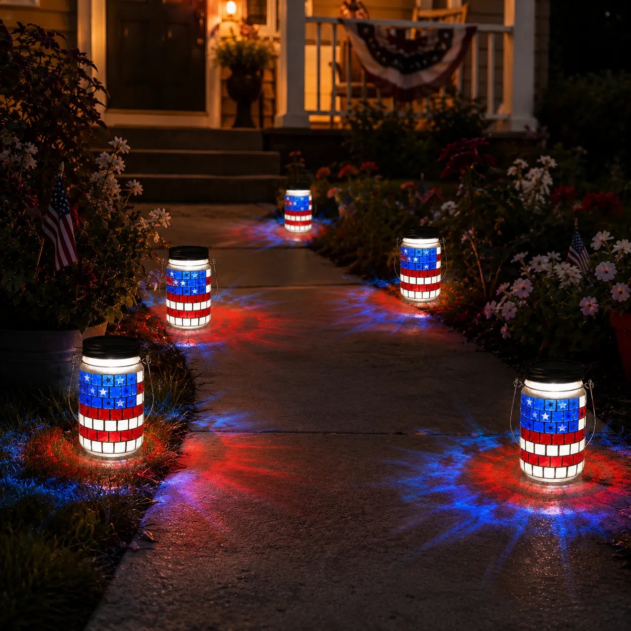 🔥Limited Edition, Only 100 Sets Left! - 4th of July Solar Patriotic Mason Jar Lantern