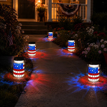 🔥Limited Edition, Only 100 Sets Left! - 4th of July Solar Patriotic Mason Jar Lantern