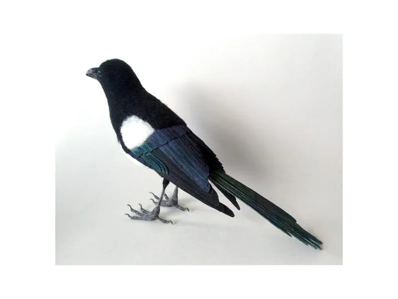 🎈Festigadget Eco-Friendly Needle Felted Bird Collection – Handmade Wool Songbirds (Wren/Chickadee/Bluebird/Magpie/Robin/Cardinal) – Sustainable Wildlife Decor 🐦✨