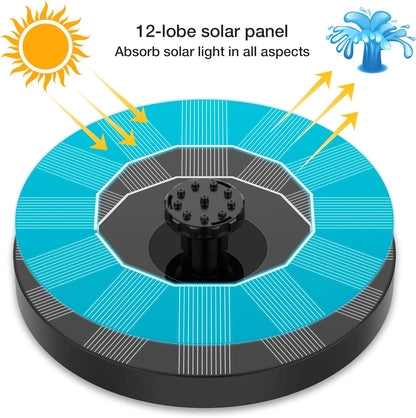 Solar Bath Fountain with 6 Nozzle