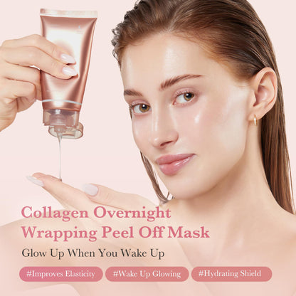 Collagen Night Wrapping Mask：Awaken Your Glow: Quick Dry Easy Peel Overnight Collagen Facial Mask