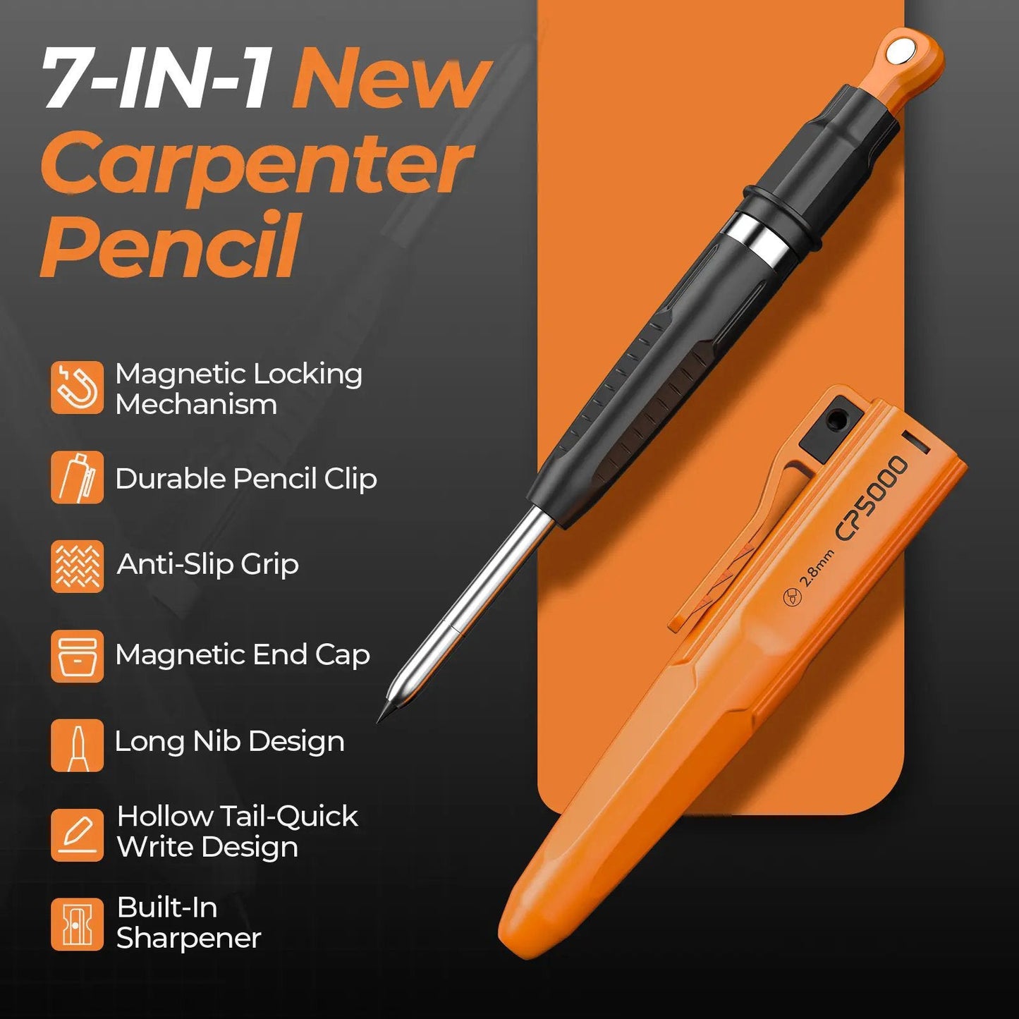 ✍️7-In-1  Carpenter Pencils with Sharpener