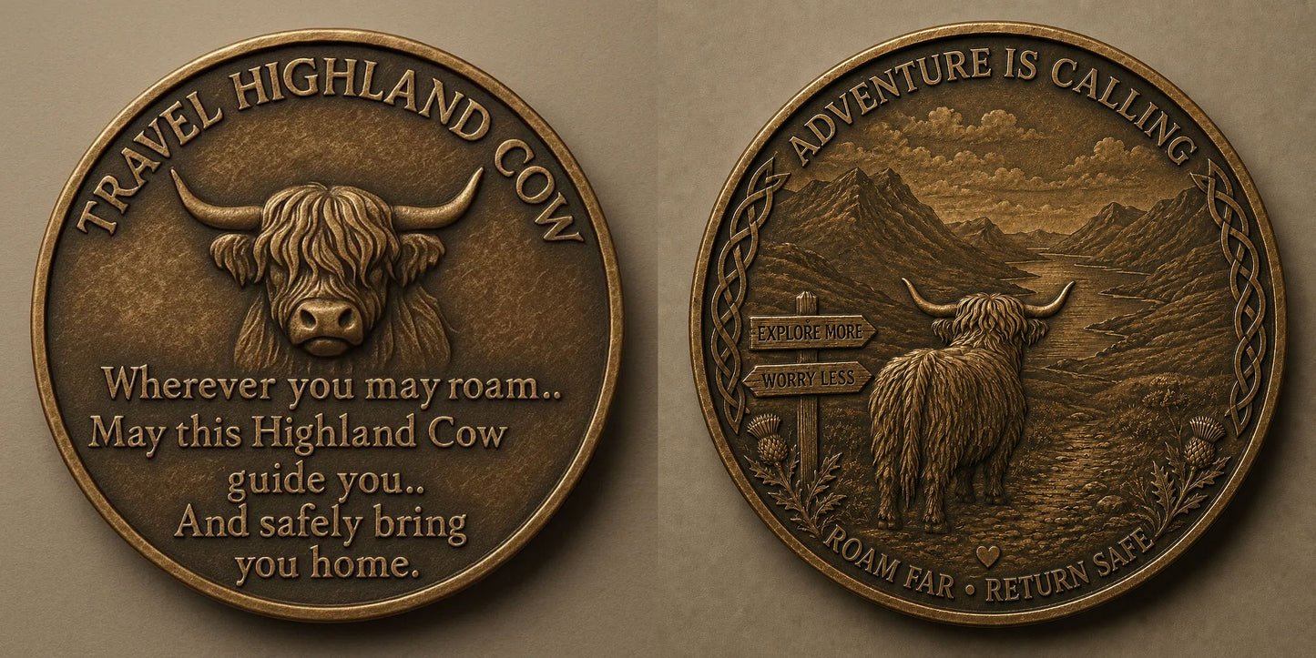 🐂 Travel Highland Cow Lucky Coin
