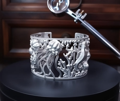 🔥Last Day 49% OFF - 🌊🪸Gorgeous Coral Reef Silver Sea Creature Bracelet✴️(Handcrafted in Sterling Silver)