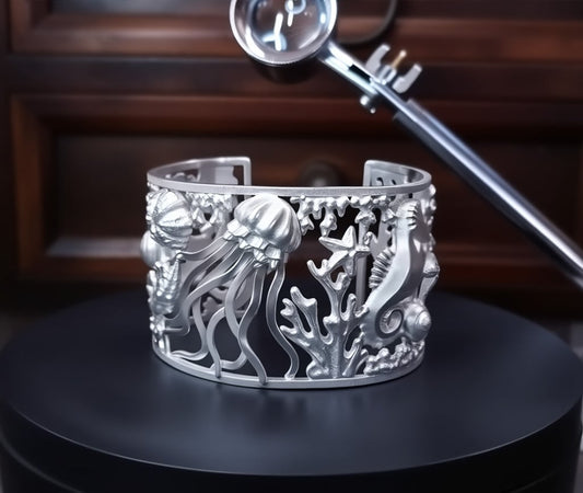 🔥Last Day 49% OFF - 🌊🪸Gorgeous Coral Reef Silver Sea Creature Bracelet✴️(Handcrafted in Sterling Silver)