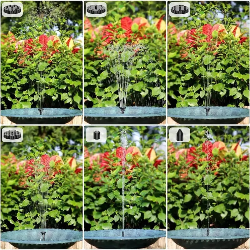 Solar Bath Fountain with 6 Nozzle