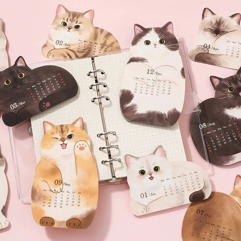 Mini Desk Calendar 2026 Cute Dog & Cat Monthly Planner