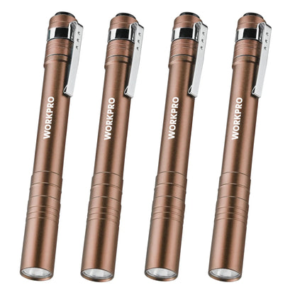 🛠️4-Pack WORKPRO LED Pen Light -Aluminum Pocket Pen Flashlight with Clip, Ultra Bright for Inspection, Emergency & Daily Use