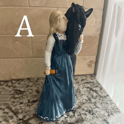 🐴 Warmly embracing horse girl statue