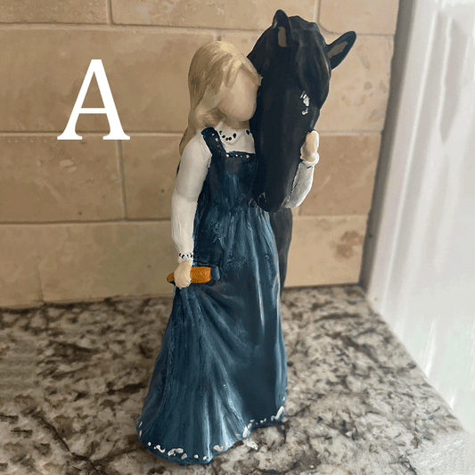 🐴 Warmly embracing horse girl statue