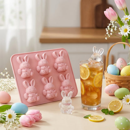 🐰 Cute Easter Bunny Silicone Mold – 6-Cavity 3D Ice Cube & Dessert Mold