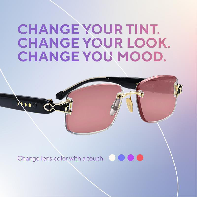 Rimless Sunglasses with Prismatic Color-changing Lenses for Stylish Eye Protection