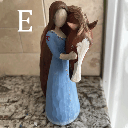 🐴 Warmly embracing horse girl statue