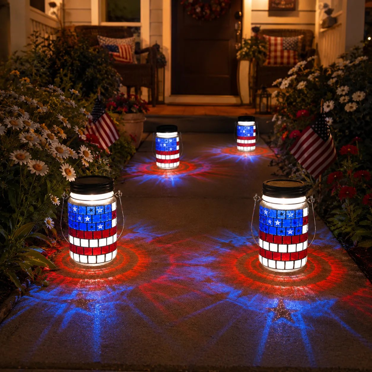 🔥Limited Edition, Only 100 Sets Left! - 4th of July Solar Patriotic Mason Jar Lantern
