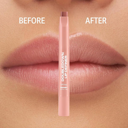 sacheu DoubleDown Lip Definer - 2-in-1 Lip Liner & Balm, Long-Lasting K-Beauty Lipstick with Satin Finish, Avocado Oil & Vitamin E
